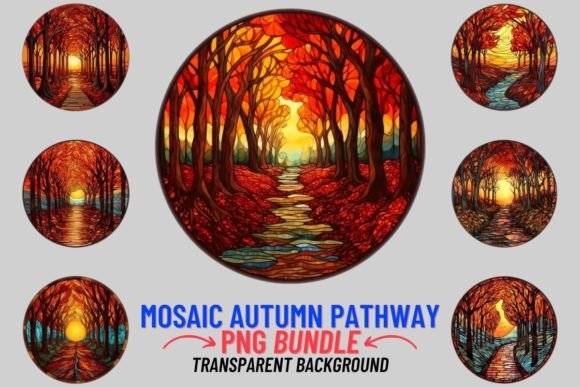 Download Stained Glass Autumn Pathway 12 PNG - Autumn Collection