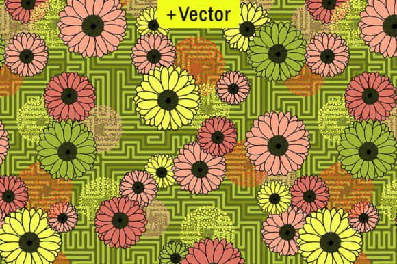 Download Funky Flowers Clash Sage Green Pattern - Fun Collection