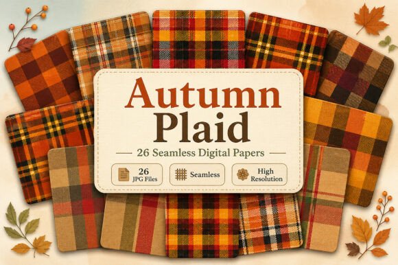Download Autumn Plaid Digital Set - Autumn Collection