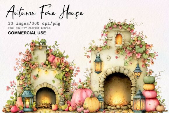 Download Whimsical Autumn Fire House Clipart - Autumn Collection