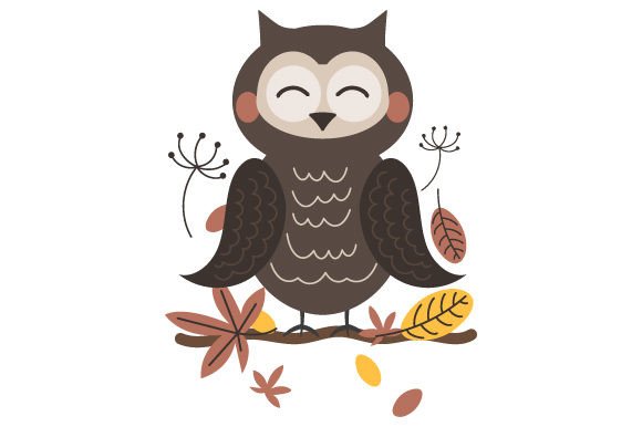 Download Cute Owl with Autumn Leaves Scandinavian Style - Autumn Collection