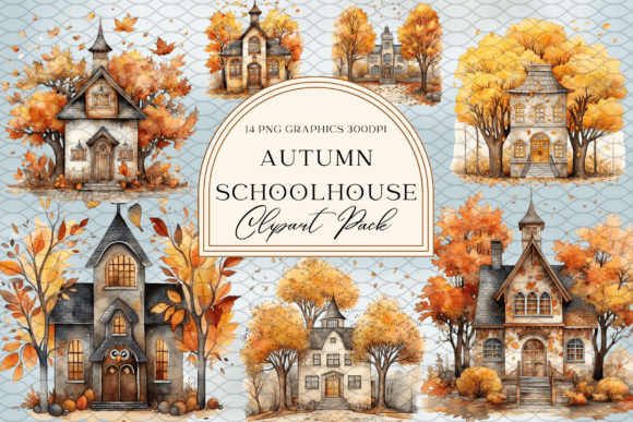 Download Fall Autumn School House Sublimation - Autumn Collection