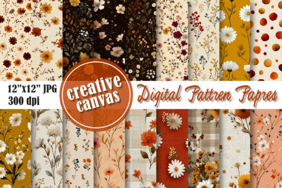 Download Autumn Floral Digital Paper Bundle - Autumn Collection
