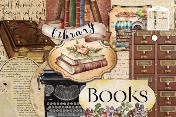 Download Vintage Book Lover Ephemera Kit - Ephemera Collection