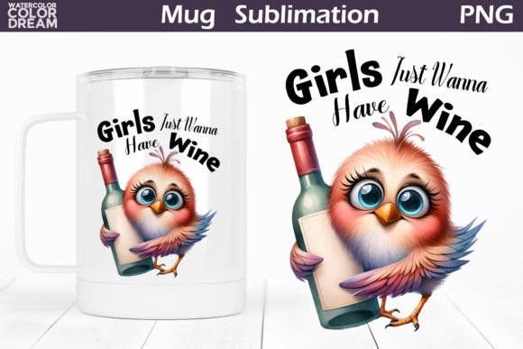 Download Funny Bird Wine Mug - Fun Collection
