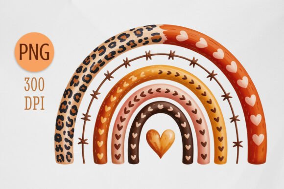 Download Autumn Boho Leopard Heart Rainbow PNG - Autumn Collection
