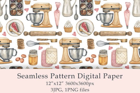 Download Watercolor Baking Seamless Pattern - Premium Bundle