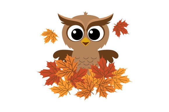 Download Cute Owl with Autumn Leaves Scandinavian Style - Autumn Collection