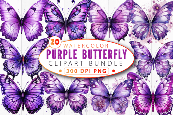 Download Purple Butterfly Sublimation Clipart Bun - Premium Resources
