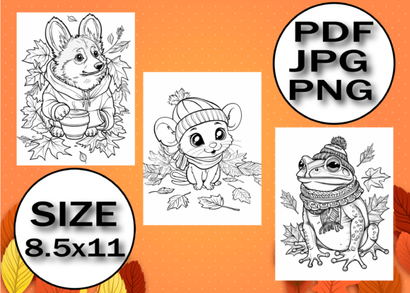 Download Autumn Animals Coloring Book for Adults - Autumn Collection