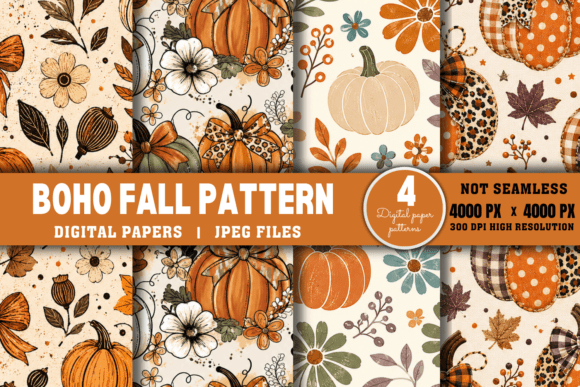 Download Boho Fall Pattern, Autumn Digital Paper - Autumn Collection