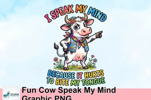 Download Fun Cow Speak My Mind Graphic PNG - Premium Resources