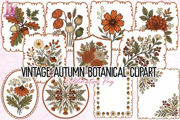 Download Vintage Autumn Botanical Clipart PNG - Autumn Collection