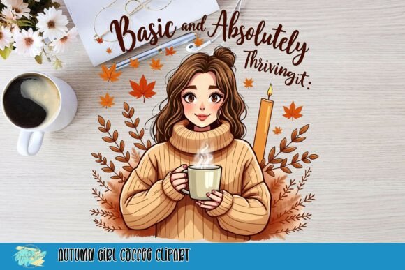 Download Autumn Girl Coffee Clipart - Autumn Collection
