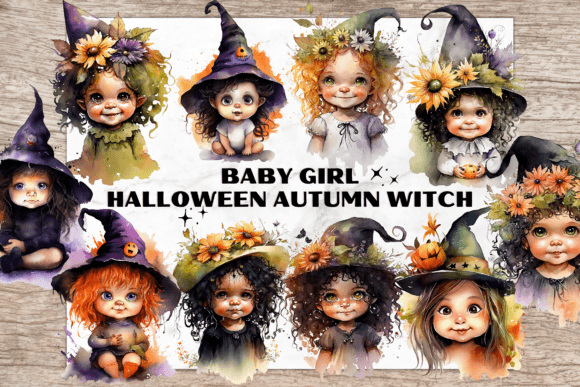Download Baby Halloween Autumn Witch with Hat - Autumn Collection