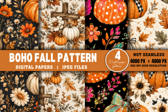 Download Autumn Digital Paper, Boho Fall Pattern - Autumn Collection